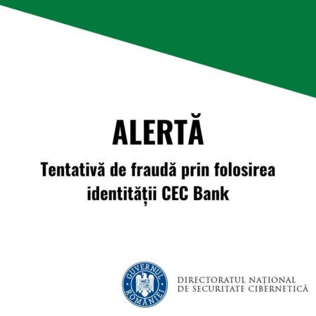 Alertă! Campanie de phishing în care se folosește identitatea CEC BANK Atacatorii din online continuă campaniile de phishing prin uzurparea identității instituțiilor și companiilor legitime din România. A