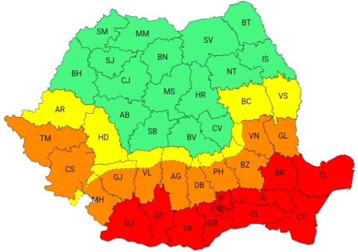Astăzi, 18 iulie, în întreg județul Dâmbovița, valul de căldură va persista.
