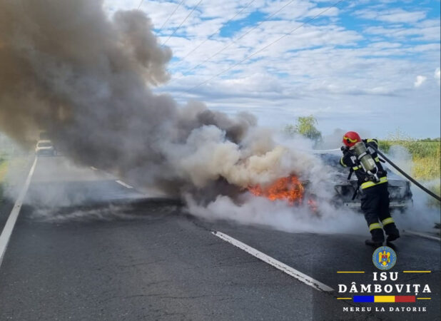 Un incendiu auto în localitatea Văcărești a fost lichidat de către Detașamentul de Pompieri Târgoviște.