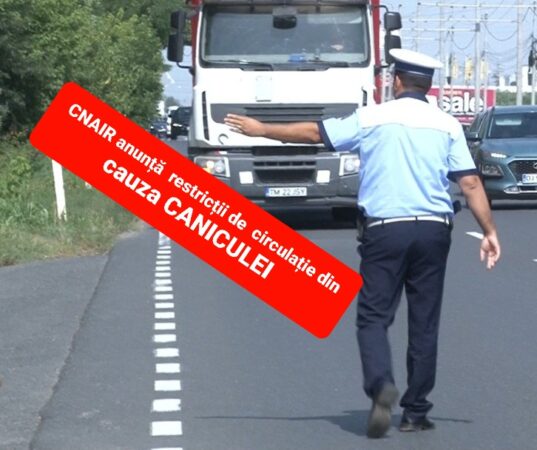 RESTRICȚII de CIRCULAȚIE pentru transportul greu de marfă (MTMA > 12 t) din cauza CANICULEI Restricțiile de circulație pe perioada codului roșu de caniculă vor fi impuse în continuare astăzi, 15 iulie și marți, 16 iulie 2024. Aceste restricții survin