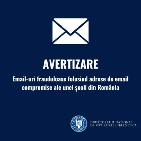 Atenție la mesajele, link-urile și documentele primite din surse necunoscute sau suspicioase Infractorii cibernetici fac uz de imaginea unor autorități ale statului pentru a oferi o doză mare de încredere scenariului servit potențialei victime.