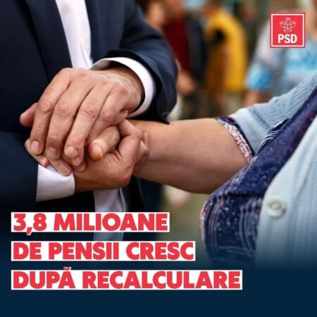 PSD Dâmbovița:Guvernul condus de Marcel Ciolacu a finalizat recalcularea pensiilor, respectând promisiunea făcută Guvernul condus de Marcel Ciolacu a finalizat recalcularea pensiilor în termenul legal, respectând astfel promisiunea făcută.