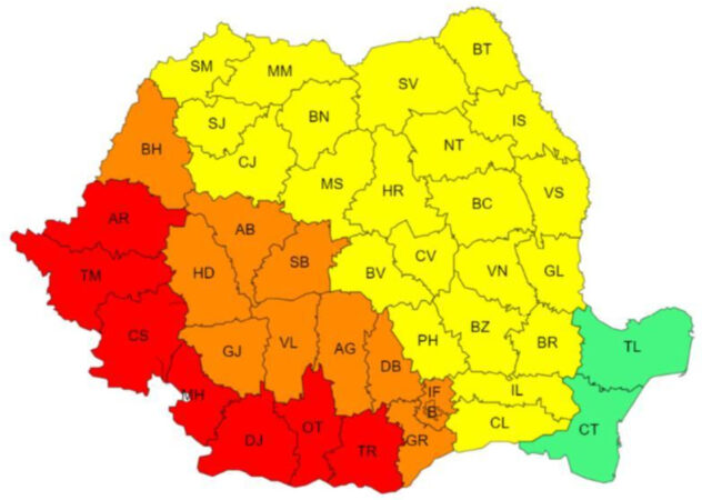 Canicula se intensifică astăzi în județul Dâmbovița Este în vigoare o AVERTIZARE METEOROLOGICĂ COD PORTOCALIU de CANICULĂ pentru județul Dâmbovița, interval de valabilitate: 16 august