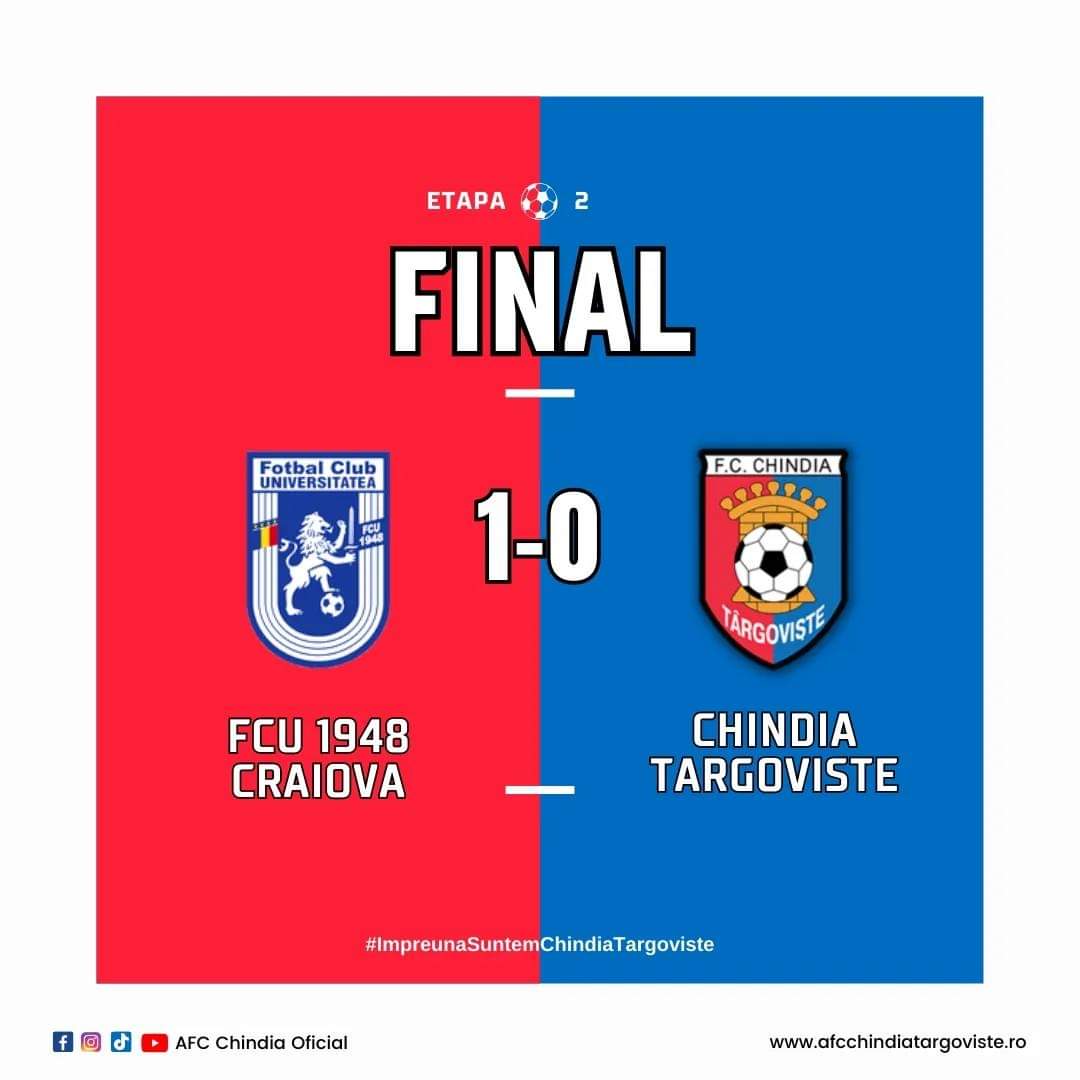 Într-un meci crucial din Liga 2, FCU Craiova a obținut o victorie importantă împotriva echipei Chindia Târgoviște, cu un scor final de 1-0