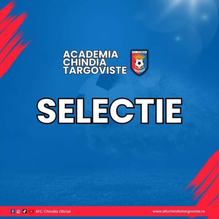 Chindia Târgoviște face selecții pentru copii pasionați de fotbal, născuți în anii 2011 și mai mici. Aceste selecții vor avea loc începând cu data de 3 septembrie 2024, în zilele de marți și joi, la ora 17:00, pe terenul sintetic din incinta Complexului Turistic de Natație din Târgoviște.