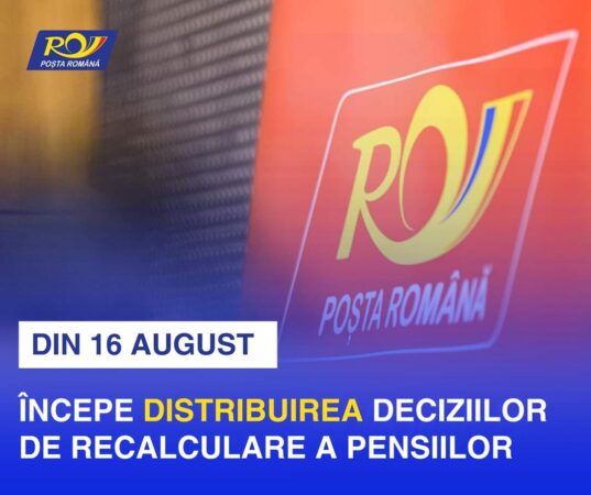 Poșta Română începe distribuirea deciziilor de recalculare a pensiilor din 16 august 2024 Astăzi, 16 august, Compania Națională "Poșta Română" începe distribuirea deciziilor de recalculare a pensiilor către toți beneficiarii din țară.