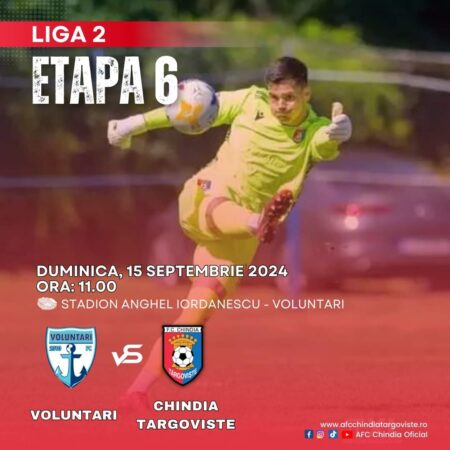 Într-un meci plin de tensiune din etapa a 6-a a Ligii 2, FC Voluntari se va confrunta cu Chindia Târgoviște pe 15 septembrie 2024 l