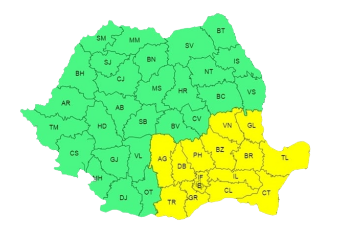 Fiți pregătiți pentru poli și furtuni puternice în județul Dâmbovița. Județul Dâmbovița se află sub atenționare meteorologică COD GALBEN
