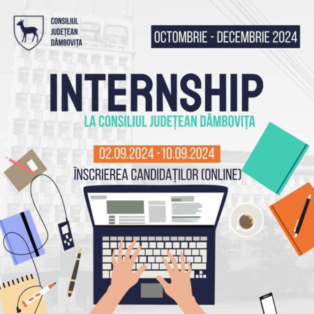 Perioada de înscriere este 2-10 septembrie 2024, iar  Consiliul Județean Dâmbovița oferă 9 locuri de internship pentru tinerii absolvenți.