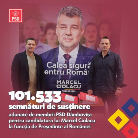 Marcel Ciolacu, candidatul PSD la Președinția României, primește un sprijin puternic din partea locuitorilor din Dâmbovița, unde peste 100.000