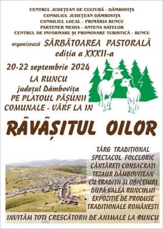 În perioada 20-22 septembrie 2024, Runcu va găzdui cea de-a XXXII-a ediție a sărbătorii "Răvășitul oilor".
