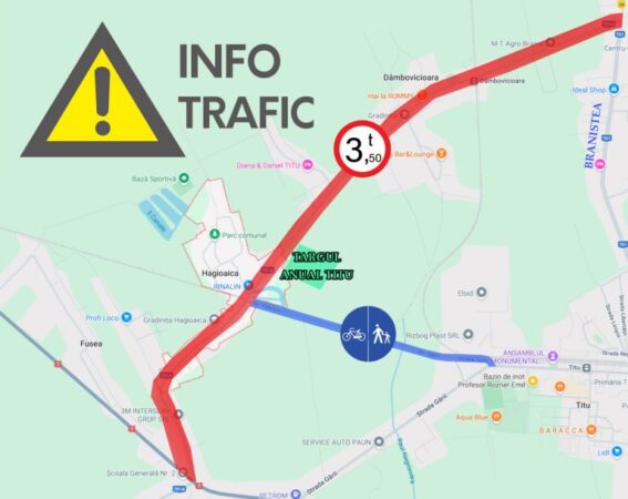 În perioada desfășurării Târgului Anual de la Titu, care are  loc între 12 - 15 septembrie, se vor aplica restricții de trafic pentru autovehiculele