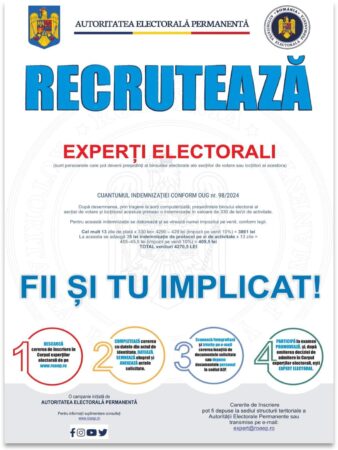 Autoritatea Electorală Permanentă (AEP) a anunțat deschiderea recrutării pentru Corpul experților electorali, în perspectiva alegerilor prezidențiale