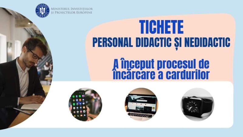 A început alimentarea cardurilor pentru primele de carieră didactică și profesională Ministerul Investițiilor și Proiectelor Europene (MIPE) a demarat încărcarea cardurilor destinate acordării primei de carieră didactică