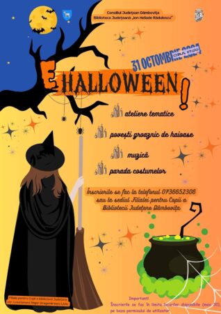 Sărbătoare de Halloween la Biblioteca Județeană Dâmbovița! Pe 31 octombrie 2024, Biblioteca Județeană Dâmbovița, Filiala pentru copii, va transforma atmosfera într-o lume