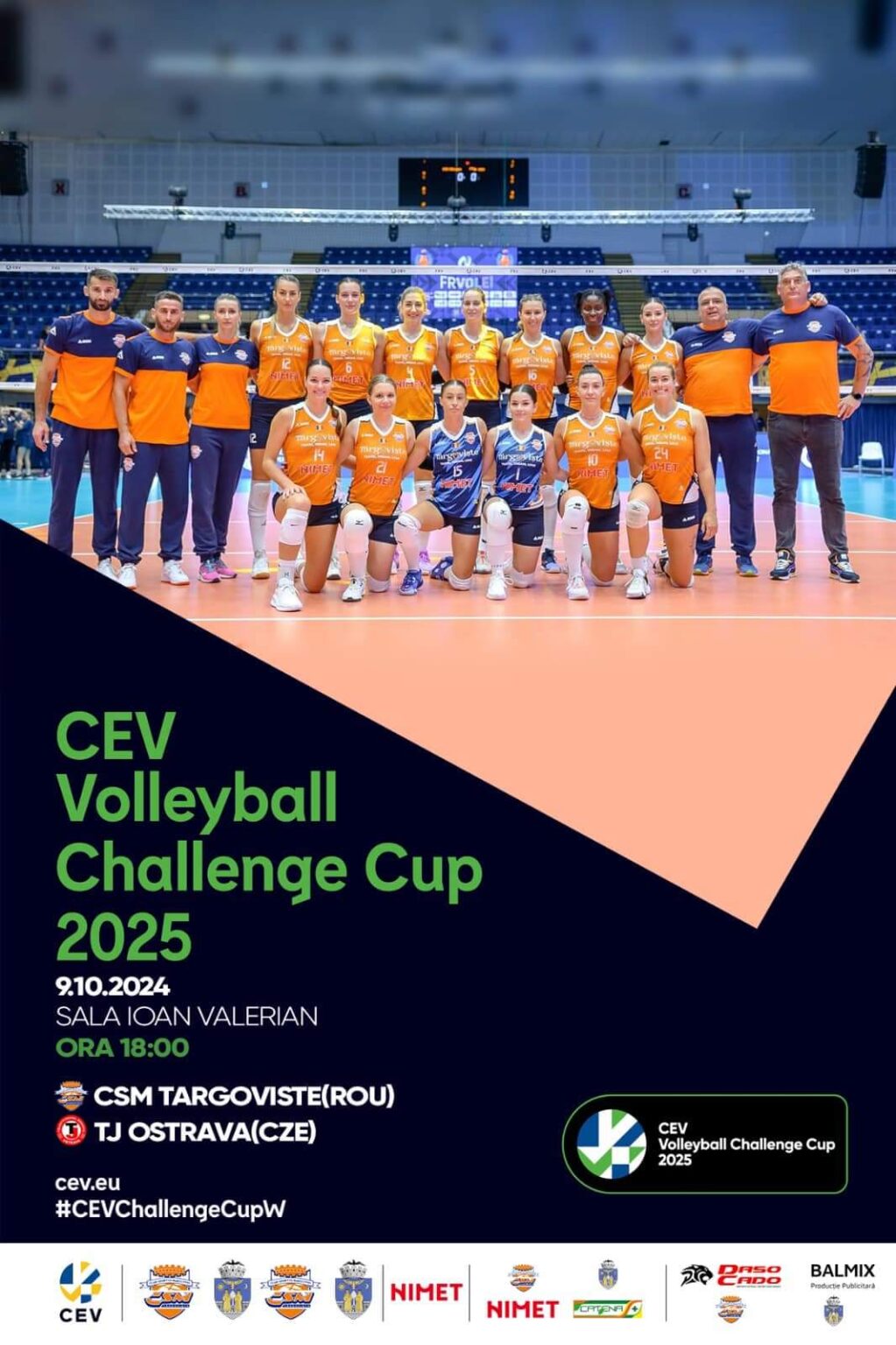  Echipa de volei feminin a CSM Târgoviște se pregătește pentru un moment deosebit în competiția europeană Challenge Cup, unde va întâlni echipa TJ Ostrava