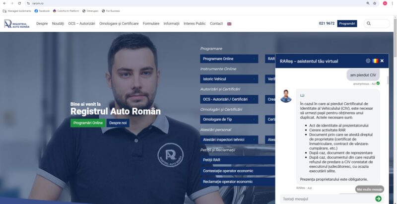 RAReș, noul inspector RAR virtual care răspunde întrebărilor despre ITP, programări şi cartea de identitate a vehiculului Chatbotul RAReș a fost proiectat să devină din ce în ce mai bun, dar și prietenos, pentru că are capacitatea de a procesa volume mari de informații