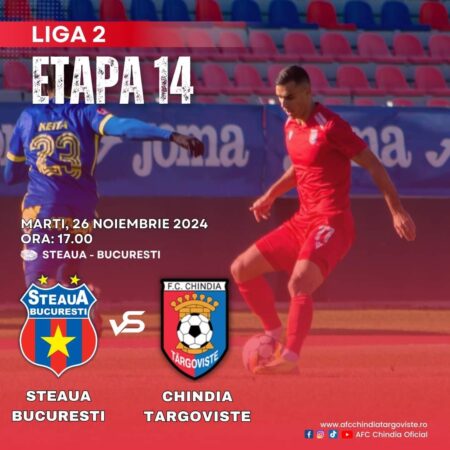 Steaua București va disputa un meci important în cadrul etapei a 14-a din Liga 2, marți, 26 noiembrie 2024