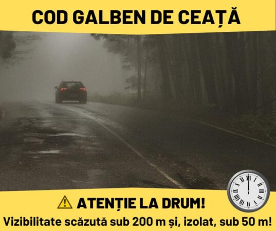 Condițiile meteo din județul Dâmbovița sunt capricioase, ceață densă ce reduce vizibilitatea pe majoritatea drumurilor din regiune.