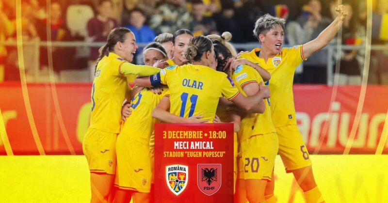 Naționala feminină de fotbal a României joacă în premieră la Târgoviște împotriva Albaniei Echipa națională feminină de fotbal a României va înfrunta Albania într-un meci amical de pregătire, pe 3 decembrie, de la ora 18:00.