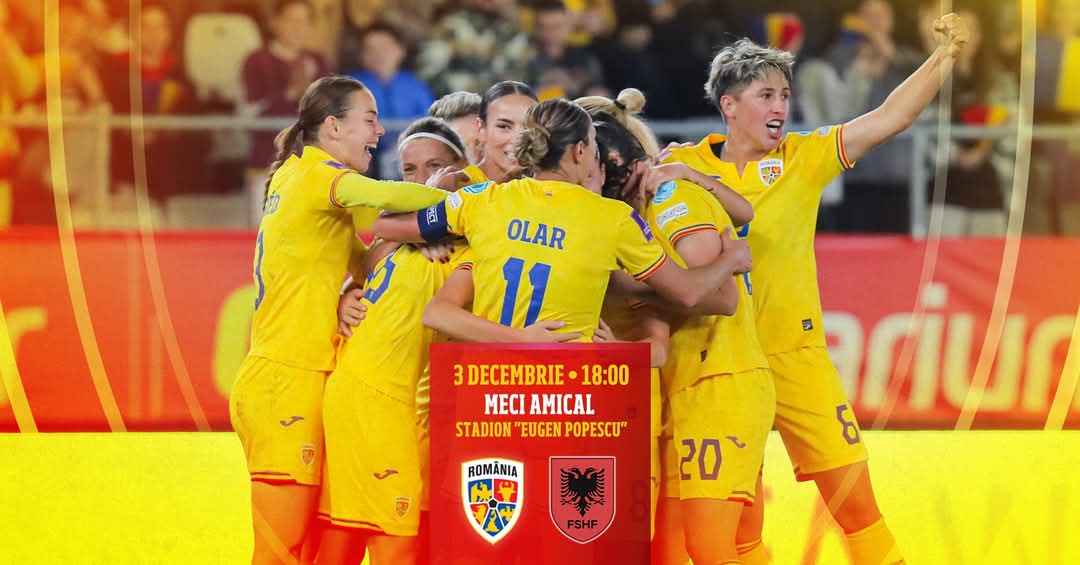 Echipa națională feminină de fotbal a României va înfrunta Albania într-un meci amical de pregătire, pe 3 decembrie, de la ora 18:00.
