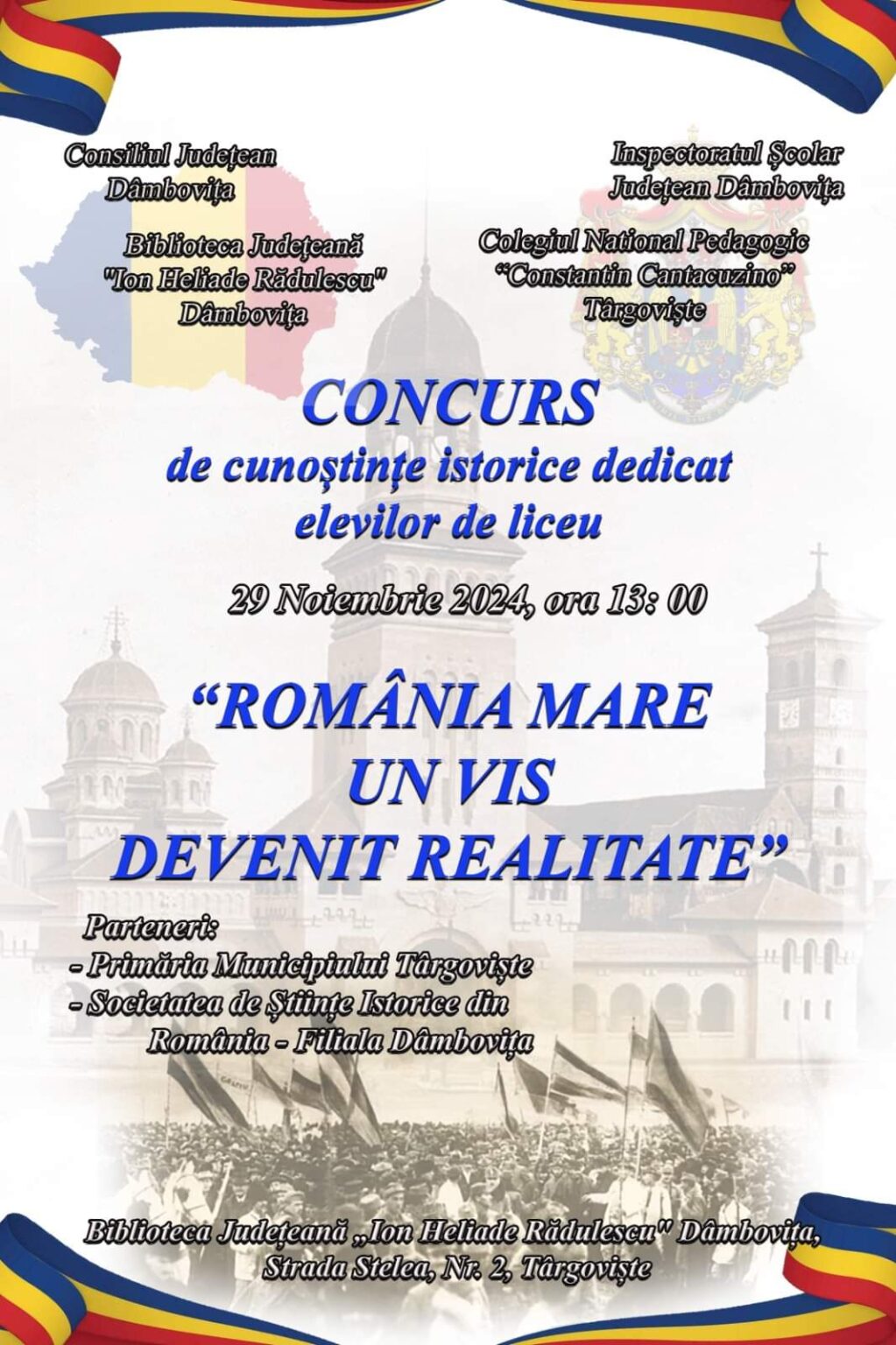 Vineri, 29 noiembrie 2024, începând cu ora 13:00, la Biblioteca Județeană „Ion Heliade Rădulescu” din Târgovişte, va avea loc un eveniment deosebit dedicat tinerelor talente din județul Dâmbovița. 