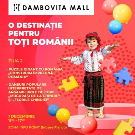 Pe 1 decembrie, Dâmbovița Mall se transformă într-un loc plin de tradiție și bucurie, dedicat celei mai importante zile din calendarul național – Ziua Națională a României. 