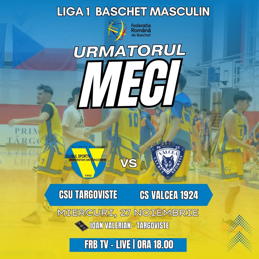 Astăzi, 27 noiembrie, la ora 18:00, Sala de Sport „Ioan Valerian” din Târgoviște va găzdui un meci deosebit în Liga 1