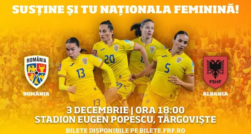 HAI LA MECI! Reprezentativa feminină a României joacă în premieră pe arena „Eugen Popescu” din Târgoviște Echipa națională feminină de fotbal a României va încheia anul 2024 cu un meci deosebit, în fața propriilor suporteri. Marți,