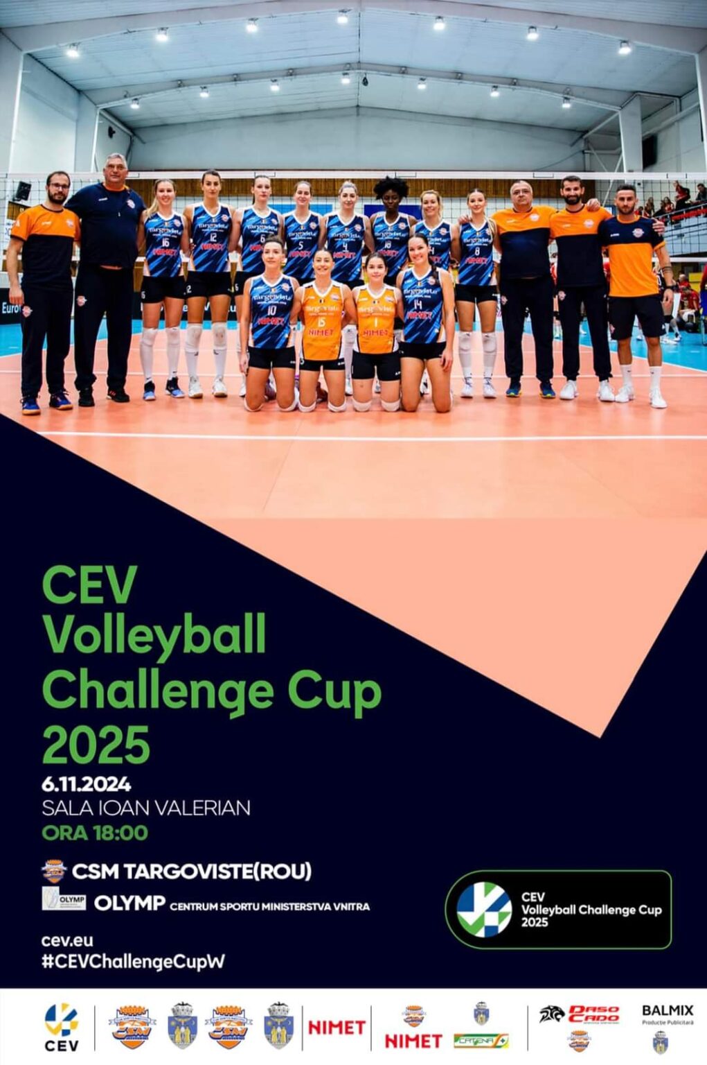 Voleiul european ajunge în Târgoviște! Astăzi, 6 noiembrie 2024, ora 18:00, Sala Ioan Valerian va fi locul unde se va scrie o nouă pagină