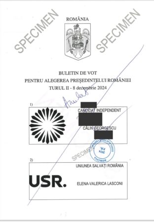 Machetele buletinelor de vot pentru al doilea tur al Alegerilor Prezidențiale din România 2024, stabilite de Biroul Electoral Central Biroul Electoral Central (BEC) a anunțat oficial, finalizarea machetelor buletinelor de vot care vor fi folosite în secțiile de votare