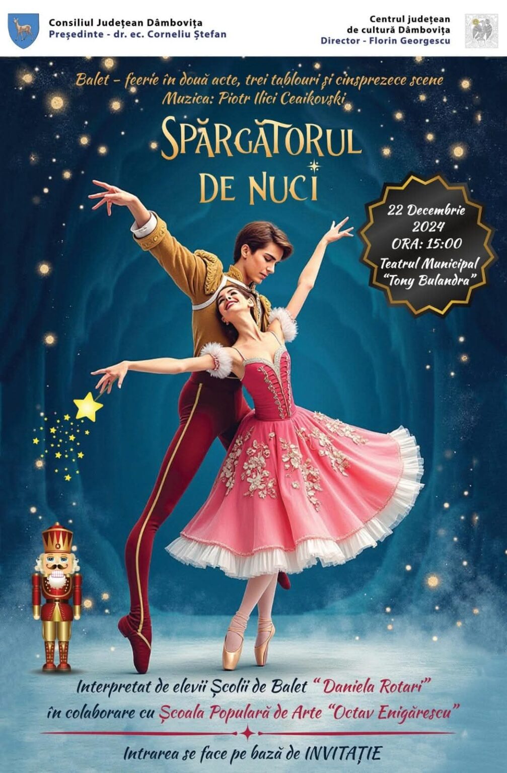 Magia baletului și poveștilor clasice va prinde viață pe scena Teatrului Municipal „Tony Bulandra” din Târgoviște.