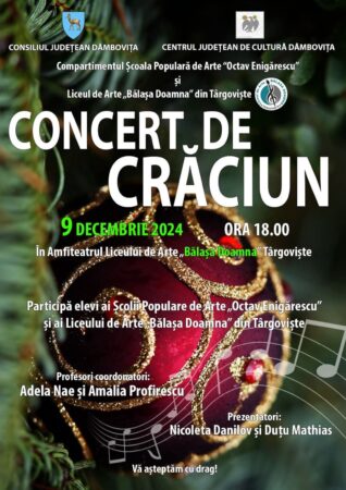 Pe 9 decembrie, Târgoviște va găzdui un eveniment deosebit, dedicat sărbătorilor de iarnă. Școala Populară de Arte „Octav Enigărescu”
