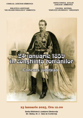 Concurs Județean „24 Ianuarie 1859 în Conştiinţa Românilor” la Biblioteca Județeană „I. H. Rădulescu” Dâmbovița Pe 23 ianuarie 2025, începând cu ora 12:00, la sediul Bibliotecii Județene „I. H. Rădulescu” Dâmbovița va avea loc un eveniment deosebit dedicat unui moment definitoriu