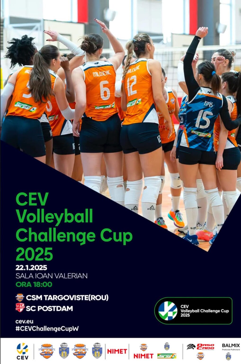 Meci decisiv în Challenge Cup: CSM Târgoviște luptă pentru calificare în fața propriilor suporteri Echipa de volei feminin a CSM Târgoviște se pregătește pentru un meci crucial în cadrul Challenge Cup, returul confruntării cu SC Potsdam, programat pentru astăzi, 22 ianuarie, începând cu ora 18:00, în Sala Ioan Valerian.