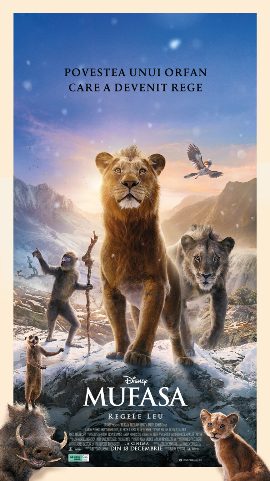 Pe 24 ianuarie, la ora 15:00, Cinema Independența te invită la o călătorie spectaculoasă în universul Mufasa: Regele Leu, o poveste care promite să îți topescă inima și să aprindă imaginația! 