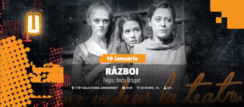 Duminică, 19 ianuarie, de la ora 19:00, Sala Studio a Teatrului Tony Bulandra va găzdui un spectacol deosebit de profund și provocator – „Război” de Lars Norén, în regia Andei Drăgan.
