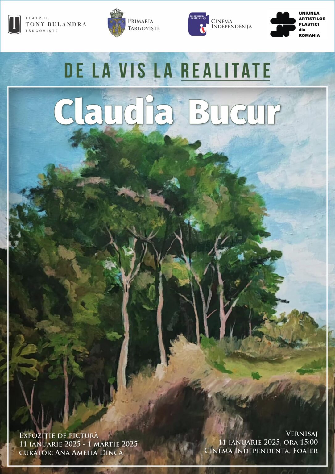 Expoziția „De la vis la realitate” la Târgoviște: O călătorie artistică spre natură și restaurarea energiilor umane Primăria Municipiului Târgoviște, în colaborare cu Cinematograful Independența, vă invită la deschiderea unei expoziții cu un mesaj profund și o estetică captivantă
