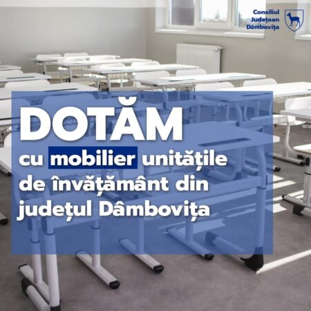 CJ Dâmbovița face un pas major în modernizarea Educației: 17 milioane de lei pentru dotarea școlilor cu mobilier modern și echipamente digitale Județul Dâmbovița face un salt semnificativ în ceea ce privește infrastructura educațională, prin semnarea unui contract de 17 milioane de lei, care va transforma școlile