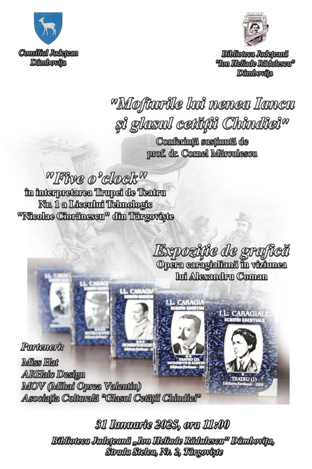 Vineri, 31 ianuarie 2025, de la ora 11:00, Biblioteca Județeană „Ion Heliade Rădulescu” din Dâmbovița va găzdui un eveniment special în cinstea marelui dramaturg