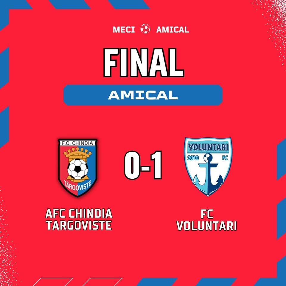 Pe stadionul "Eugen Popescu" din Târgoviște, AFC Chindia Târgoviște a primit vizita echipei FC Voluntari într-un meci amical care a adus un spectacol intens de fotbal. Deși fără miză oficială, ambele echipe au jucat cu determinare și au oferit momente de reală intensitate.