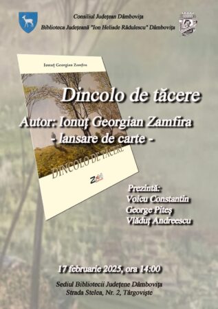 Luni, 17 februarie 2025, la ora 14.00, la sediul Bibliotecii Județene „I. H. Rădulescu” Dâmboviţa (Str. Stelea, Nr. 2), va avea loc un eveniment literar deosebit