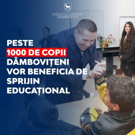 Peste 1.000 de copii dâmbovițeni vor beneficia de sprijin educațional prin proiectul „VLAST-AR” Consiliul Județean Dâmbovița a obținut o finanțare importantă în valoare de aproximativ 17.000.000 lei, prin Programul Educație și Ocupare,