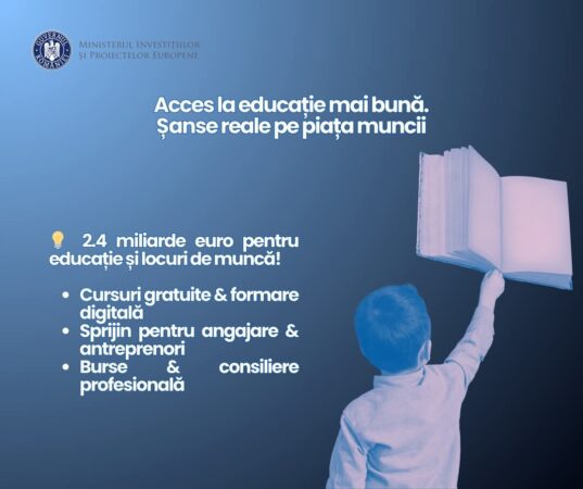 Ministerul Investițiilor și Proiectelor Europene (MIPE) lansează în 2025 un program de finanțare major, „Educație și Ocupare”, cu un buget total de 2,4 miliarde de euro