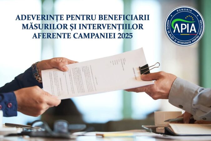 Agenția de Plăți și Intervenție pentru Agricultură (APIA) anunță că, începând cu 17 aprilie 2025, eliberează adeverințe pentru fermierii care au depus cereri de plată în cadrul Campaniei 2025. Aceste documente permit accesarea rapidă a finanțărilor pentru activități agricole curente.