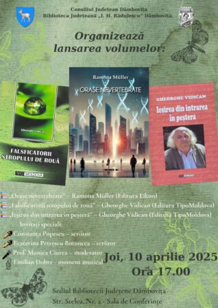 La Biblioteca Județeană Dâmbovița va avea loc lansarea noilor volume ale autorilor Gheorghe Vidican și Ramona Müller Joi, 10 aprilie 2025, la ora 17.00, Biblioteca Județeană „I. H. Rădulescu” Dâmbovița va găzdui un eveniment literar deosebit.