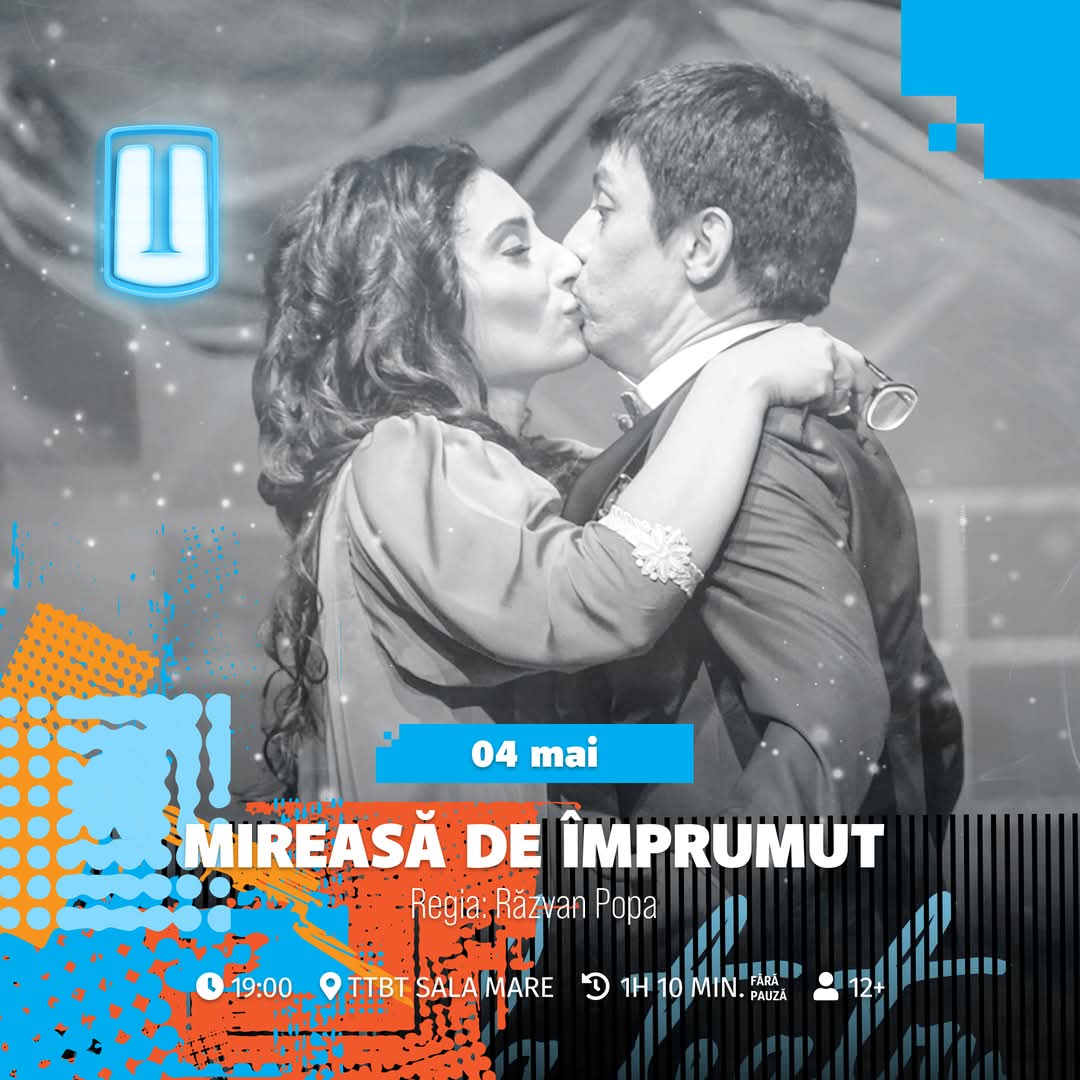 Pe 4 mai 2025, Teatrul Tony Bulandra din Târgoviște vă invită la o seară plină de râs cu comedia „Mireasă de împrumut”! Piesa promite să aducă în fața publicului o poveste de neuitat, plină de încurcături amoroase și situații absurde.