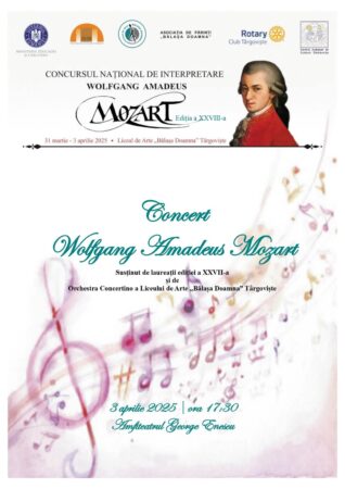 Târgoviște găzduiește Concursul Național de Interpretare „Wolfgang Amadeus Mozart”, Ediția a XXVIII-a De ieri, Târgoviște este locul unde tinerii talente muzicale din toată țara își dau întâlnire la Concursul Național de Interpretare „Wolfgang Amadeus Mozart”,
