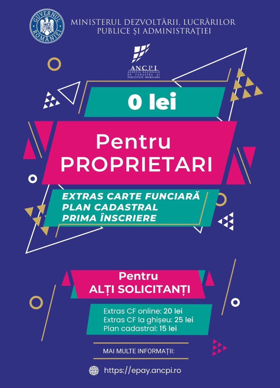 Începând cu 7 aprilie 2025, proprietarii de imobile din întreaga țară pot beneficia de eliberarea gratuită a extrasele de carte funciară pentru informare,