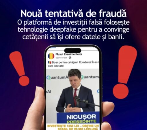 Atenție la o nouă metodă de fraudă online cu deepfake! Atenție la o nouă metodă de fraudă online cu deepfake!